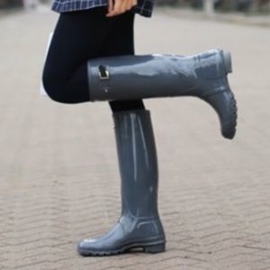 Grey High Gloss Hunter Boots